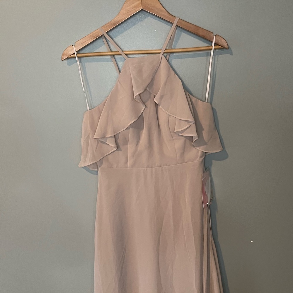 NWT Birdy Grey Jules Chiffon Bridesmaid Dress - Taupe - Picture 4 of 11